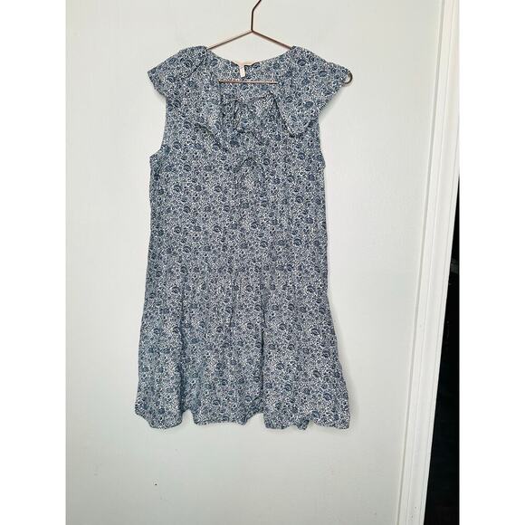 REBECCA TAYLOR Blue Printed Dainty Ties Vine Printed Light Dress Size Medium - Picture 3 of 10